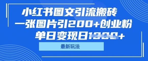 小红书图文引流搬砖，一张图片引200+创业粉，单日变现日数张-互联网-新思维