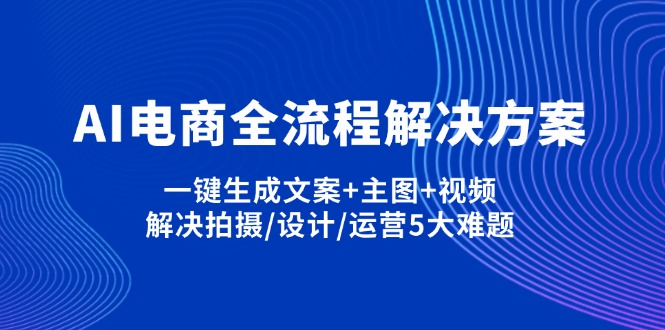（14200期）AI电商全流程解决方案,一键生成文案+主图+视频,解决拍摄/设计/运营5大难题-互联网-新思维