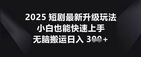 2025短剧最新升级玩法，小白也能快速上手，无脑搬运日入3张-互联网-新思维