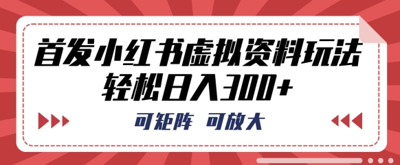 首发小红书虚拟资料玩法，可矩阵，可放大，轻松日入3张-互联网-新思维