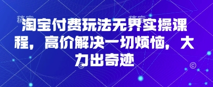 淘宝付费玩法无界实操课程，高价解决一切烦恼，大力出奇迹-互联网-新思维