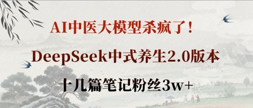AI中医大模型杀疯了！DeepSeek中式养生2.0版本，十几篇笔记粉丝3w+-互联网-新思维