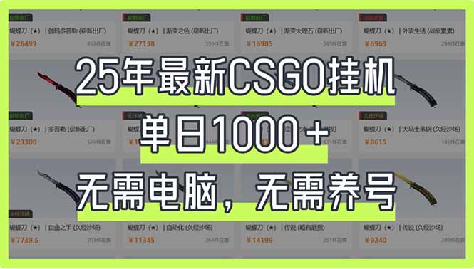 （14178期）25年最新CSGO挂机系统，单日1000+，无需电脑，无需养号，0基础可上手-互联网-新思维