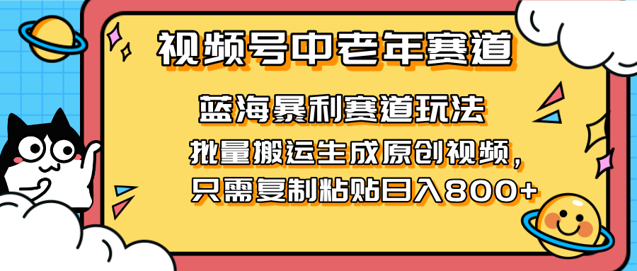 （14314期）2025视频号中老年短视频蓝海暴利风口！复制粘贴搬运视频单日赚800+，无...-互联网-新思维
