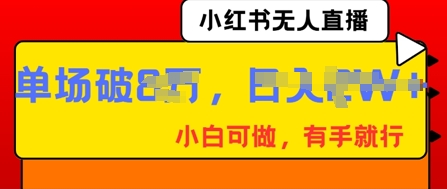 小红书无人直播，纯小白可做，有手就行，单场直播销售额破8w-互联网-新思维