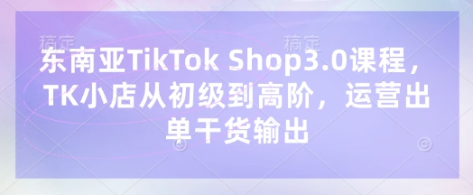东南亚TikTok Shop3.0课程，TK小店​从初级到高阶，运营出单干货输出-互联网-新思维