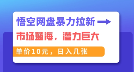悟空网盘暴力拉新：一单10元，市场空白，日入几张-互联网-新思维