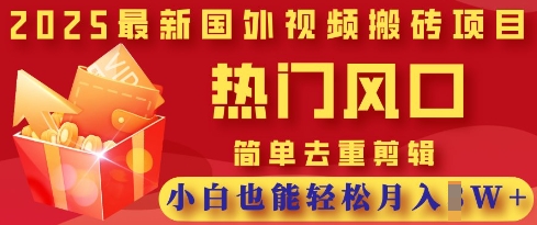 2025最新视频搬砖项目，热门风口，简单去重剪辑，小白也能轻松月入过W-互联网-新思维