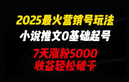 2025最火营销号玩法：小说推文0基础起号，7天涨粉5000，收益轻松破k-互联网-新思维