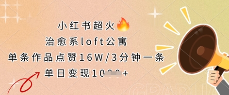 小红书超火的治愈系loft公寓，单条作品点赞16W，3分钟一条，单日变现数张-互联网-新思维