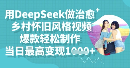 用DeepSeek做治愈乡村怀旧风格视频，爆款轻松制作，当日最高变现多张-互联网-新思维